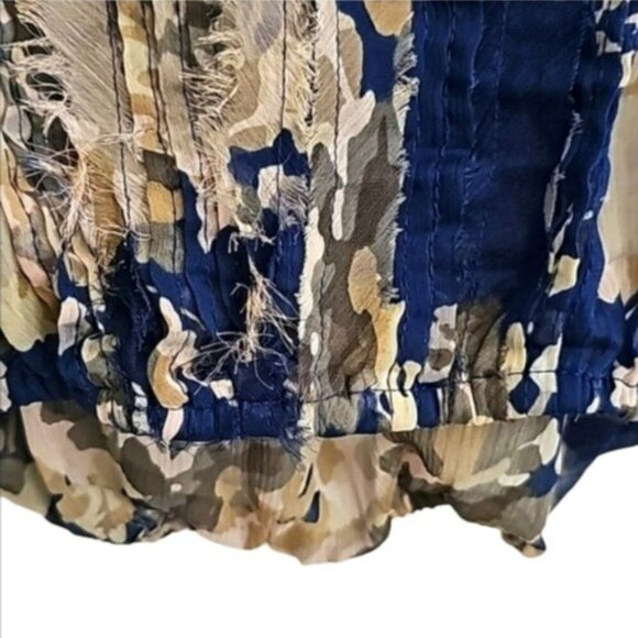 Express Women's Blouse Size XS Sheer Blue Floral Bohemian Flowy Pleated Office - Picture 6 of 12